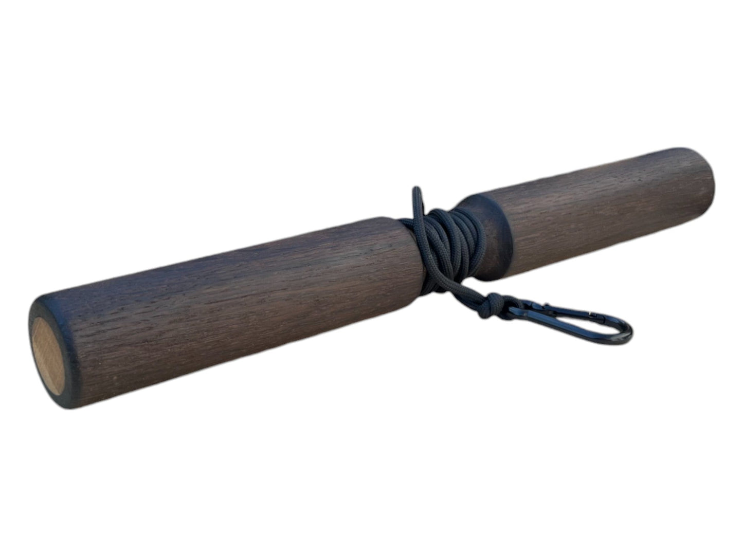 Smoked Oak Wrist Roller 2.2 lbs (1 kg) with Rope and Carabiner 1.77" (4.5 cm) Diameter